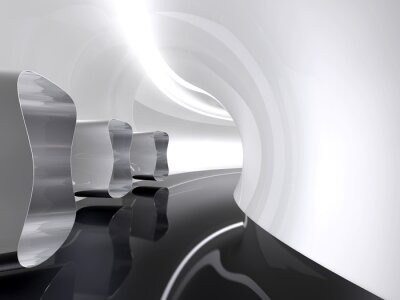 Fototapete 3D-Tunnel mit Metallfiguren