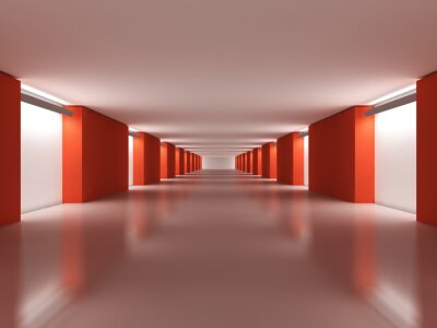 Fototapete 3D Tunnel mit roten Wänden