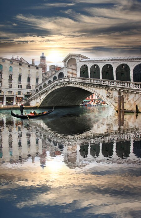 Fototapete 3d-venedig und rialto-brücke