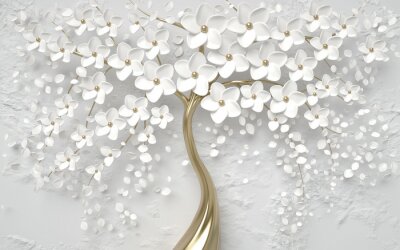 Fototapete 3d wallpaper tree silver flower