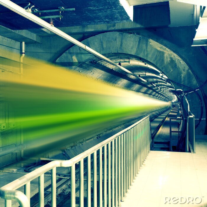 Fototapete 3D Zug in U-Bahn