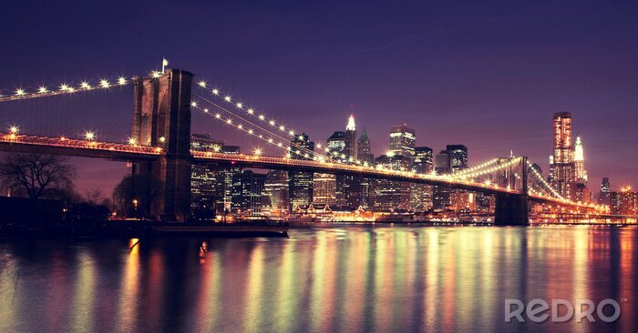 Fototapete Abendzeit Brooklyn Bridge