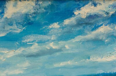 Fototapete Abstract clouds blue sky oil painting background