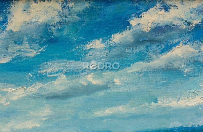 Fototapete Abstract clouds blue sky oil painting background