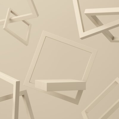 Fototapete Abstract mock up scene minimal concept beige color with geometry shape podium background for product presentation. 3d rendering