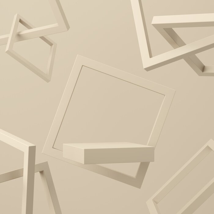 Fototapete Abstract mock up scene minimal concept beige color with geometry shape podium background for product presentation. 3d rendering