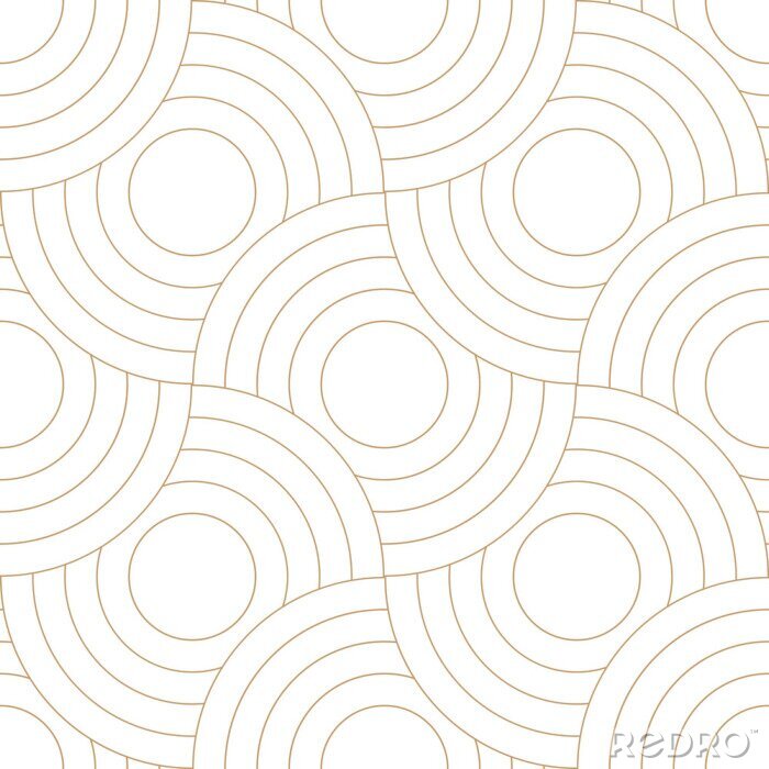 Fototapete Abstract retro pattern of geometric shapes. Golden mosaic backdrop. Geometric wave of circles  background, vector