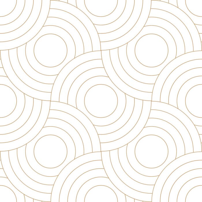 Fototapete Abstract retro pattern of geometric shapes. Golden mosaic backdrop. Geometric wave of circles  background, vector
