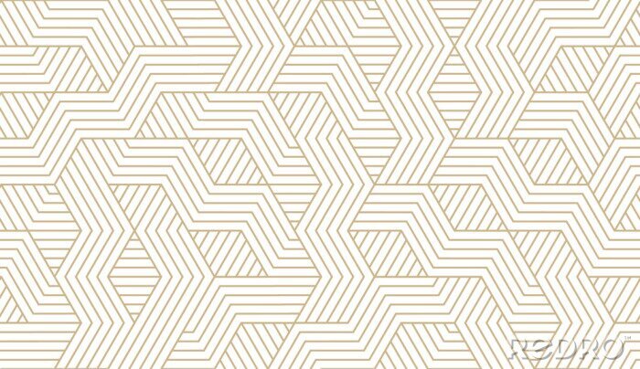 Fototapete Abstract simple geometric vector seamless pattern with gold line texture on white background. Light modern simple wallpaper, bright tile backdrop, monochrome graphic element