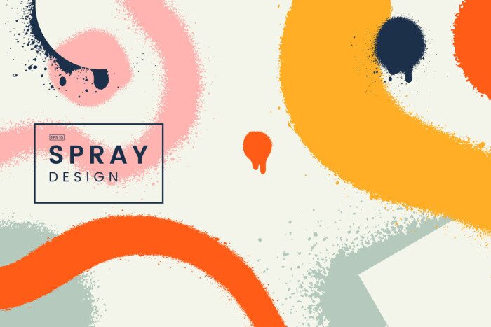 Fototapete Abstract vector background with spray paint texture. Colorful graffiti backdrop with blots of paint and place for text. Contemporary poster concept. Art banner design. Grunge style.