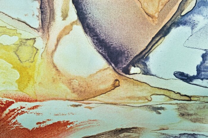 Fototapete Abstract watercolor paint, painted textured horizontal silk fabric canvas background