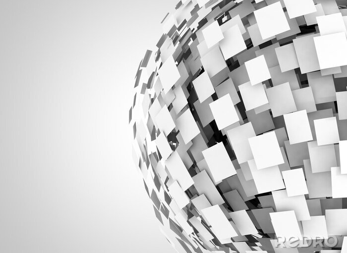 Fototapete Abstrakte 3D Kugel aus Quadraten