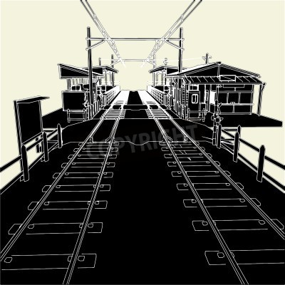 Fototapete Abstrakte Bahnstation ohne Züge