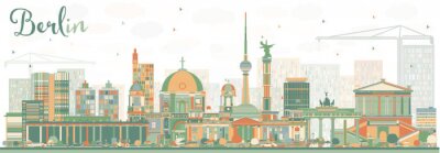 Abstrakte Berliner Skyline mit Farbgebäuden.