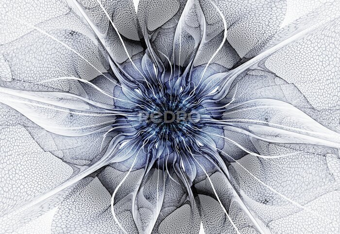 Fototapete Abstrakte Blume in Blautönen