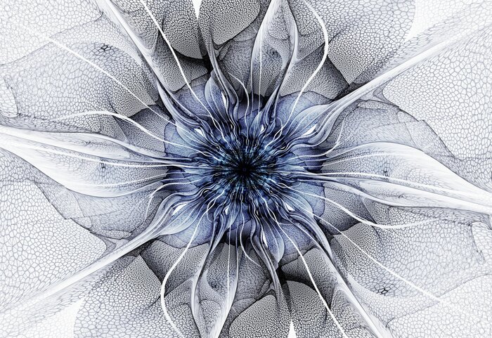 Fototapete Abstrakte Blume in Blautönen