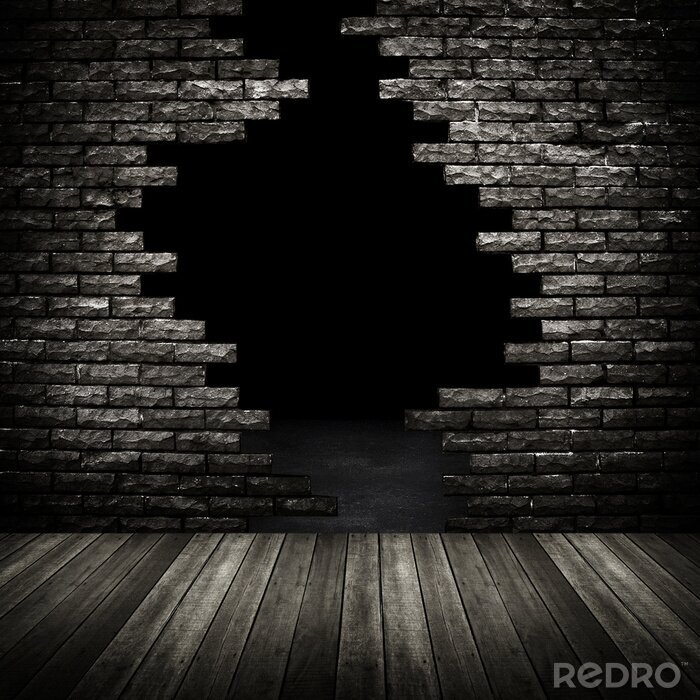 Fototapete Abstrakte dunkle Mauer mit Loch