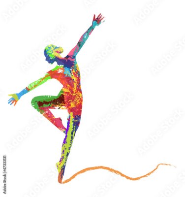 Fototapete Abstrakte farbenfrohe Silhouette einer Ballerina