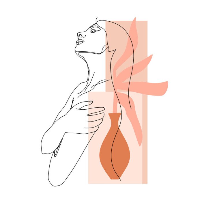 Fototapete Abstrakte Frau mit geometrischen Formen