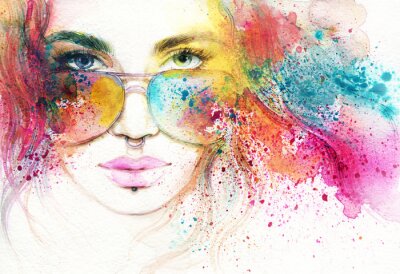 Abstrakte Frau Porträt. Aquarellabbildung