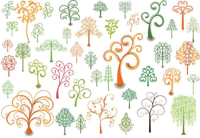 Fototapete Abstrakte gewundene Bäume