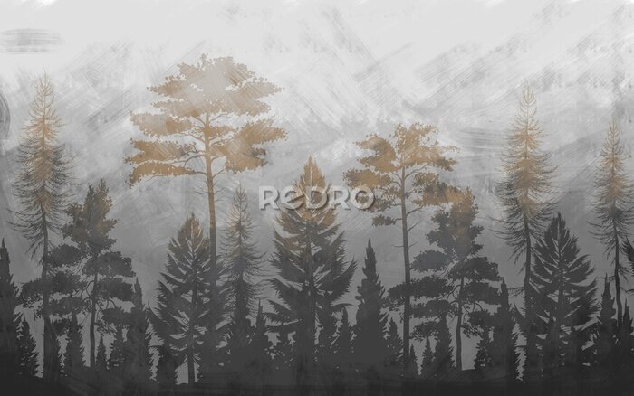 Fototapete Abstrakte Landschaft Park im Nebel