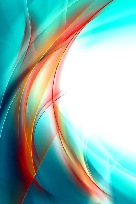 Fototapete Abstrakte orange Welle mit Türkis