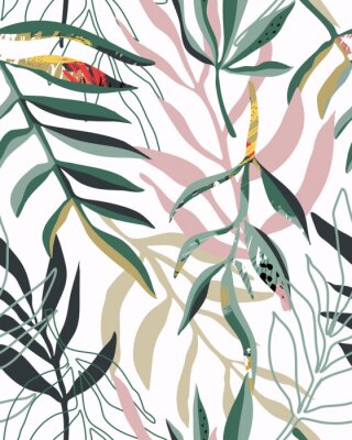 Abstrakte tropische Blätter auf weißem Hintergrund