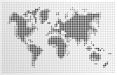Abstrakte Weltkarte aus schwarzen Punkten