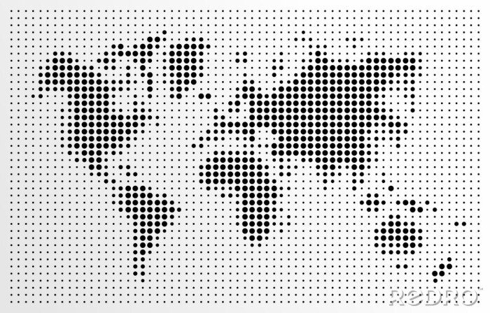 Fototapete Abstrakte Weltkarte aus schwarzen Punkten
