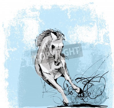 Fototapete Abstrakte zeichnung eines pferdes