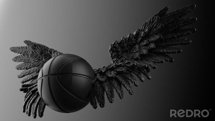 Fototapete Abstrakter Basketball mit Flügeln