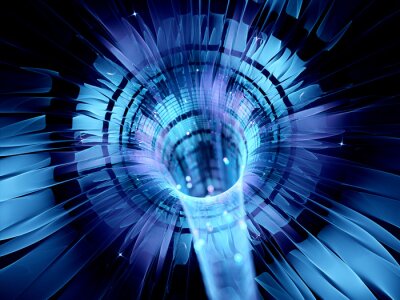 Fototapete Abstrakter blau-violetter Tunnel 3D