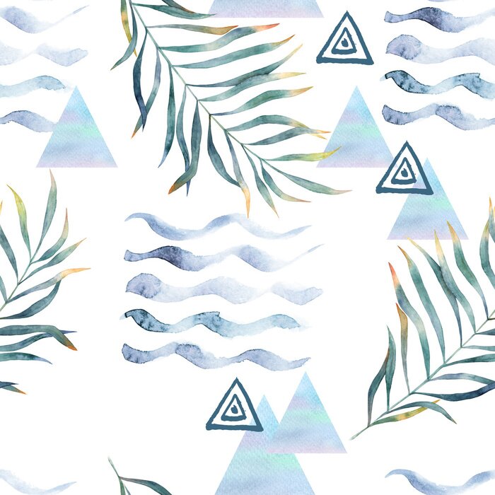 Fototapete Abstrakter Druck mit Aquarell zufälligen Elementen. Nahtlose Muster im Retro-Stil. Hand gezeichnet Illustration