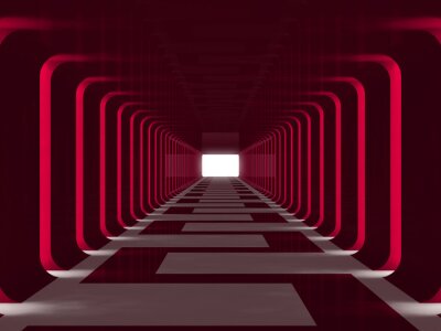 Fototapete Abstrakter futuristischer roter Tunnel