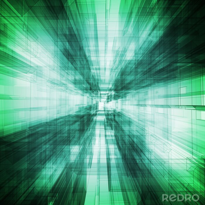 Fototapete Abstrakter grüner Tunnel