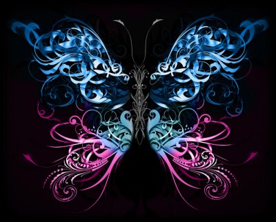 Abstrakter Schmetterling auf schwarzem Hintergrund