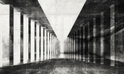 Fototapete Abstrakter schwarz-weißer Tunnel