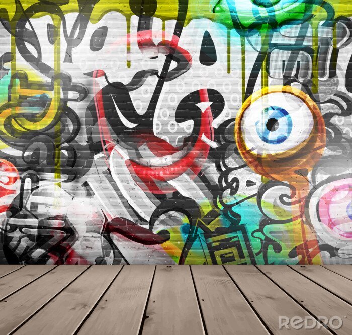 Fototapete Abstraktes buntes Graffiti