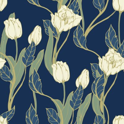 Fototapete Abstraktes florales Muster mit Tulpen