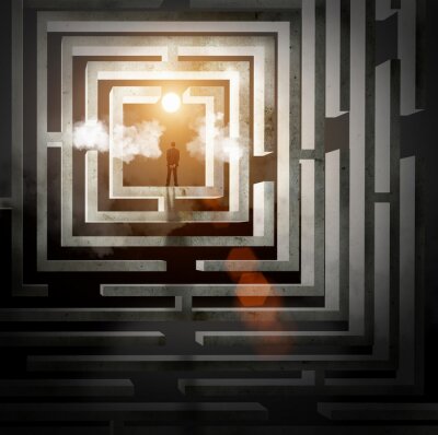 Fototapete Abstraktes Labyrinth mit einem Menschen