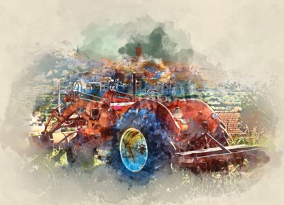 Fototapete Abstraktes landwirtschaftliches Fahrzeug