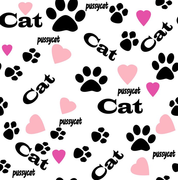 Fototapete Abstraktes Muster mit Katzenpfoten