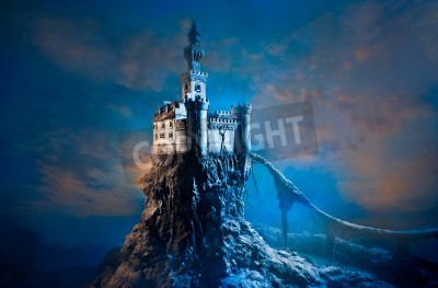 Fototapete Abstraktes Schloss auf Felsen