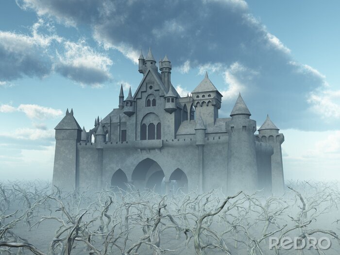Fototapete Abstraktes Schloss im Nebel