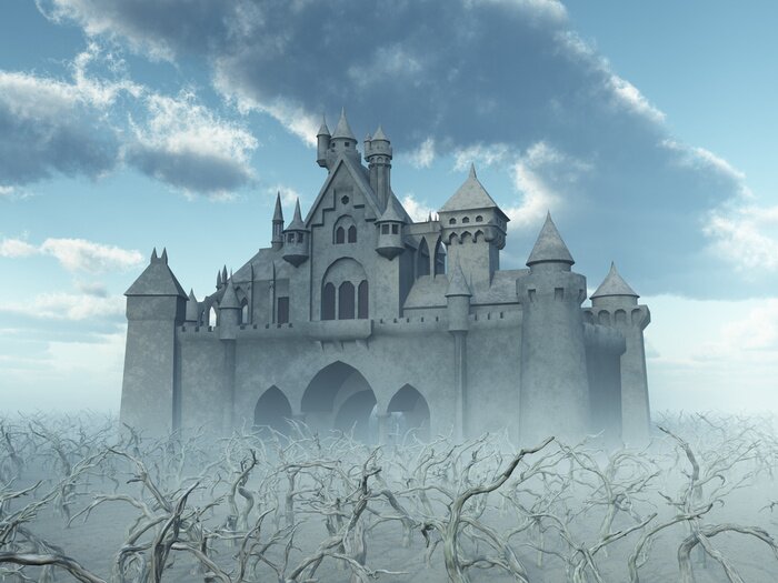 Fototapete Abstraktes Schloss im Nebel