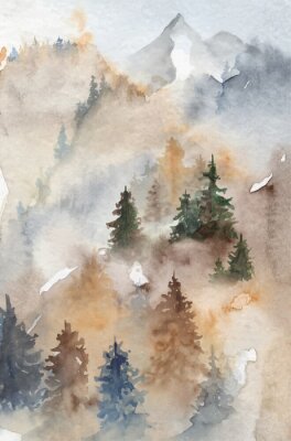 Abstraktion neblige Berggipfel