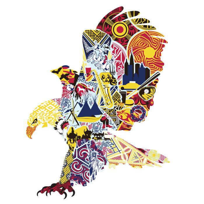 Fototapete Adler mit den Symbolen Amerikas