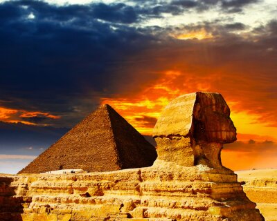 Fototapete Ägyptische Architektur bei Sonnenuntergang