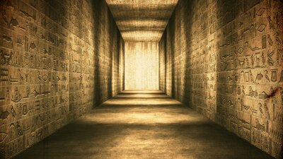 Fototapete Ägyptische Tunnel Hieroglyphen Korridor Vintage